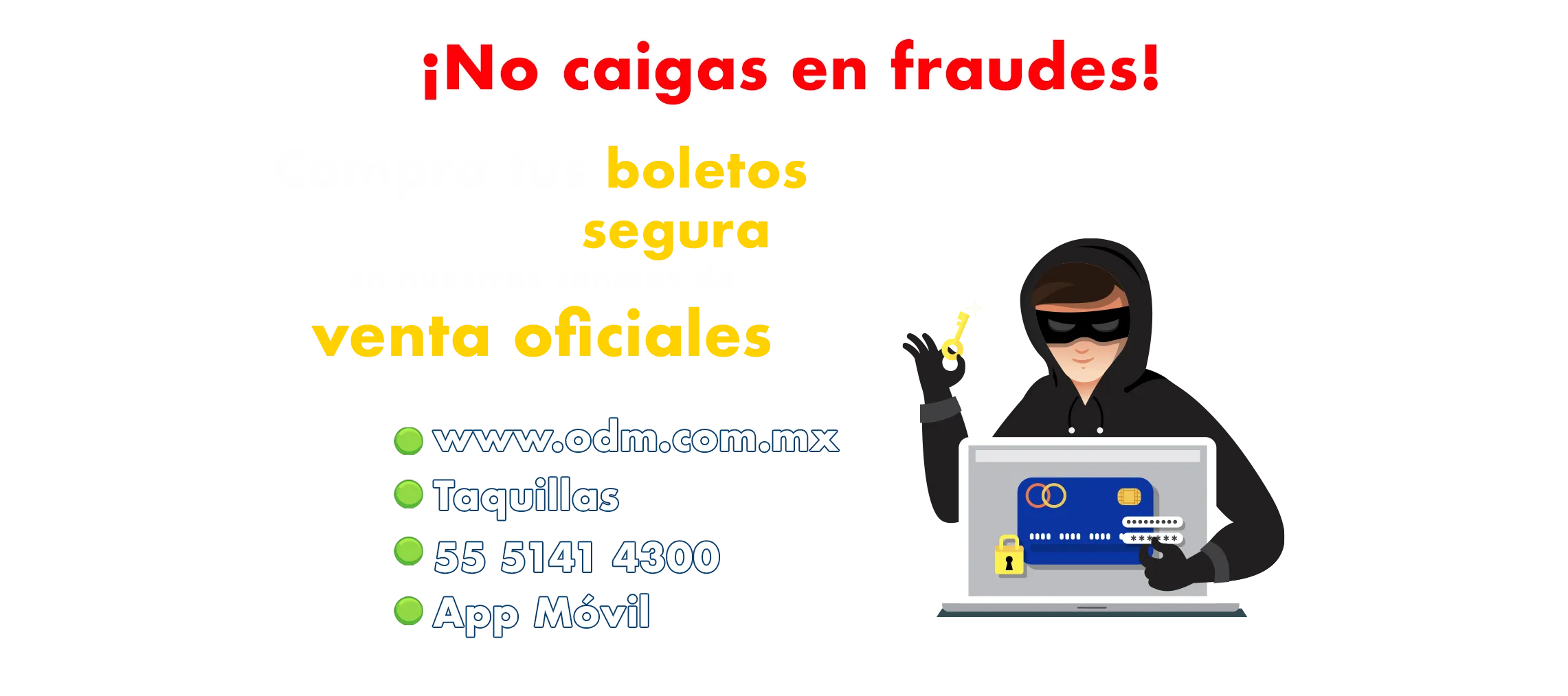 compra tus boletos de forma segura en nuestros canales de venta oficiales