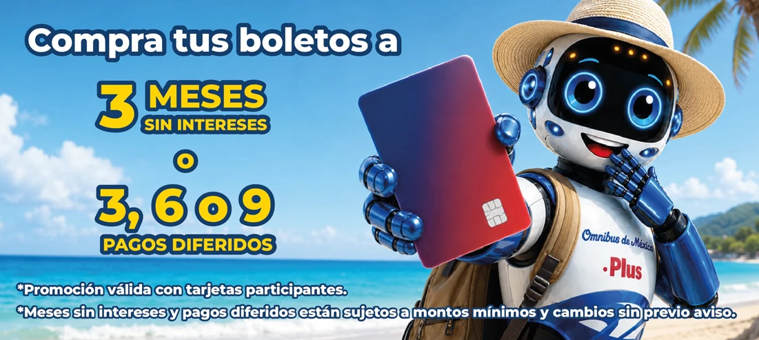 compra tus boletos a 3, 6 o 9 meses sin intereses